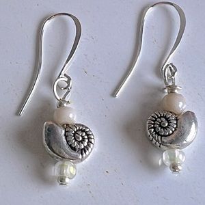 Mother of Pearl Snail Silver Plated French Wires. Simply fun!